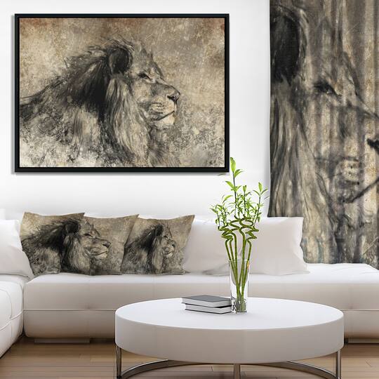 Designart - Lion in Sepia